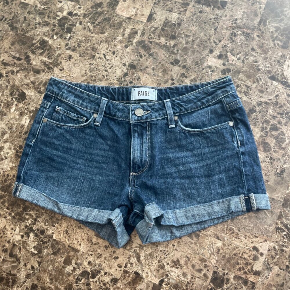 PAIGE JIMMY JIMMY SHORTS DENIM SZ 27 DISTRESSED CHIC BOHO ICONIC VERSATILE - Picture 13 of 13